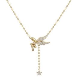 Hanger kettingen eenvoudige temperament elf Little Angel Crystal Star Tassel ketting goudkleur sleutelbeen elegante damesjuwelen