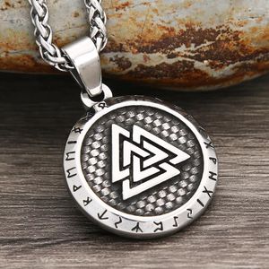 Pendentif Colliers Simple Vintage Collier Nordique Mode Petit Acier Inoxydable Viking Rune Unisexe Amulette Bijoux Cadeau En Gros