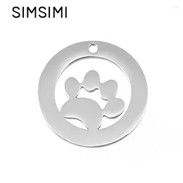 Pendentif Colliers Simsimi Dog In Annulus Charms ronds personnalisés des deux côtés miroir poli en acier inoxydable en gros 10pcs