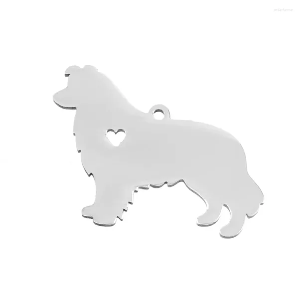 Pendentif Colliers Simsimi Shetland Sheepdog Dog Acier inoxydable pour coeur Puppy Pet ID Étiquette vierge Imprimer Miroir Polonais 10pcs