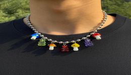 Colliers pendants Sindlan 1pc Y2K Kpop Bear Silver Color Chain Collier For Hommes Mignon Femmes Champign