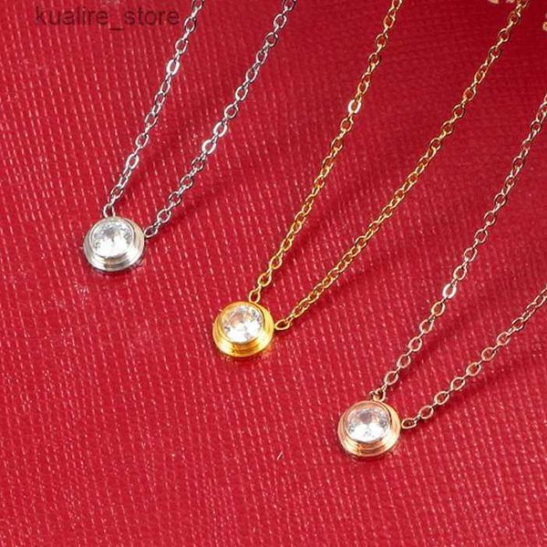 Collares pendientes Singel CZ colgante de diamante Collar de color oro rosa y plata para mujer Collar vintage Joyería de disfraz solo con bolsa L0311