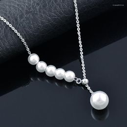 Pendentif Colliers SINLEERY Élégant Perle Long Collier Pour Les Femmes Argent Couleur Chaîne De Mode Bijoux Accessoires SSB