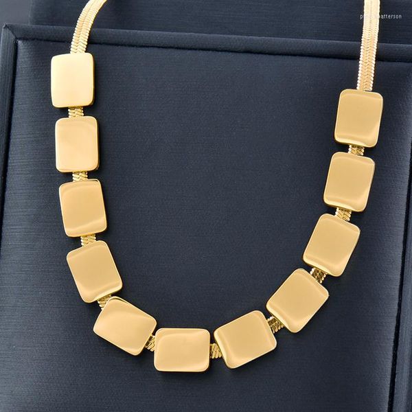 Collares colgantes SINLEERY Punk Cube Joyería de color dorado en el cuello Collar de acero inoxidable 316L para mujeres Cadenas Gargantilla Accesorios XL894