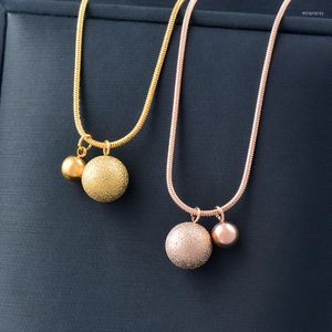 Hanger kettingen Sinne Roestvrij staal Frosted Ball Necklace for Women Rose Gold Color Choker Chains Fashion Jewelry SSB