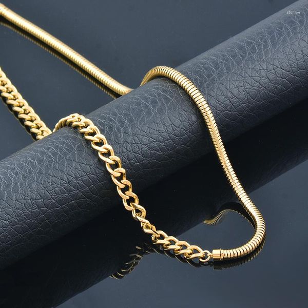 Pendentif Colliers SINLEERY Collier en métal en acier inoxydable pour femmes Gold Couleur Chaînes Chaînes Bijoux de mode