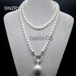 Hanger Kettingen SINZRY prachtige sieraden AAA kubieke zirkoon gesimuleerde parel hanger lange trui neckles Koreaanse Partij sieraden cessory J230620