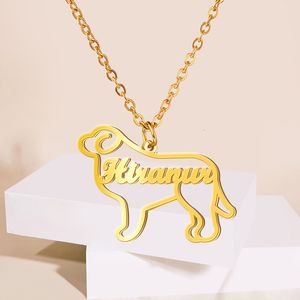 Pendentif Colliers Sipuris nom personnalisé collier en acier inoxydable Adorable chien chat chaînes croisées pour garçon filles cadeau d'anniversaire beaux bijoux 230825