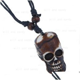 Skl tête colliers rétro pendentif longue chaîne mode bijoux collier pour femmes hommes Halloween cadeau livraison directe Jewe Dhinx