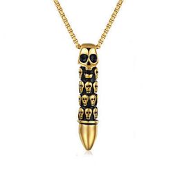 Pendentif Colliers Crâne Collier en acier inoxydable Collier de charme de mode classique pour hommes Hip-Hop Rappeur Bijoux gothiques pour Boyfrien191W