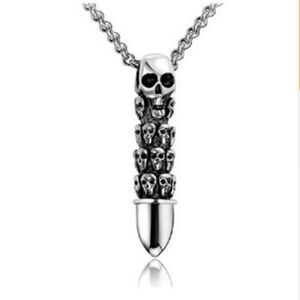 Pendentif Colliers Crâne Collier en acier inoxydable Collier de charme de mode classique pour hommes Hip-Hop Rappeur Bijoux gothiques pour Boyfrien336t