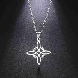 Colliers pendants Skyrim Wicca Collier de nœud de sorcière Collier en acier inoxydable Vintage Protecteur Supernatural Jewelry Womens Gift240408