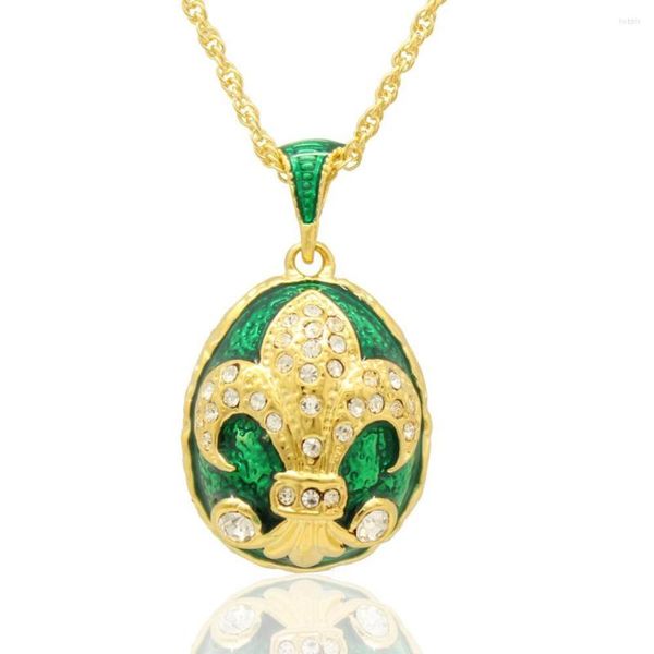 Pendentif Colliers Slide Charm Bleu Vert Rouge Iris Fleur Cristal Fabe Collier En Forme D'oeuf Bijoux Cadeau De La Saint-Valentin