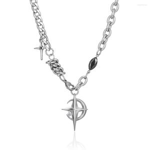 Pendentif Colliers Ruban En Acier Inoxydable Barbu Étoile Croix Hip Hop Délicat Mode Minimaliste Collier Bijoux Lady Homme Cadeau Pour Les Femmes