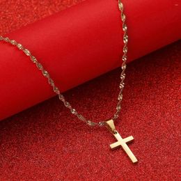 Pendentif Colliers Petite Croix Pour Femmes Charms Chaîne Or Couleur Croix Bijoux Jésus Filles