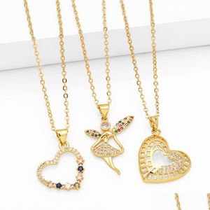 Pendentif Colliers Petit Cristal Creux Coeur Collier Pour Femmes Cuivre Plaqué Or Mticolor Elf Amour Mode Bijoux Drop Livraison Juif Dhd8S