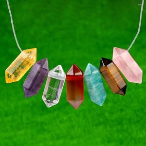 Colliers pendants Amethystes de pierre de cristal naturel hexagonal Améthystes Citrines Opal Quartz Pendulum Double guérison
