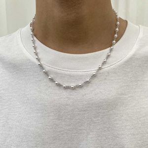 Colliers pendants Small imitation Perle Chain Collier court pour hommes Collier de chaîne de perles de mode 2023 Collier de bijoux de mode J240516
