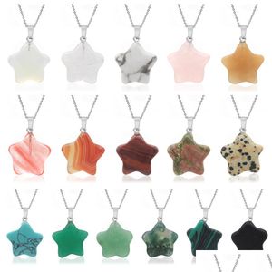 Hanger kettingen kleine maat ster edelsteen ketting natuursteen kwarts hangers met vergulde ketting 18 inch vrouwelijke sieraden geschenken drop dhbvj