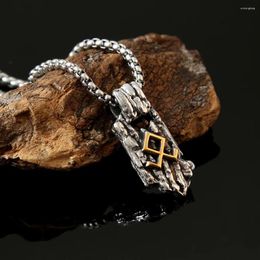 Pendentif Colliers Petite taille Vintage Viking Rune Collier en acier inoxydable Amulette nordique pour hommes Bijoux Cadeaux Drop