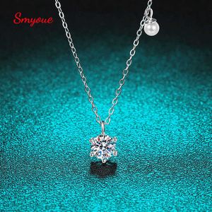 Pendentif Colliers Smyoue 0.5-1ct Moissanite Solitaire Collier pour Femmes Perle Pendentif Plaqué Or Blanc S925 Bijoux En Argent Sterling En Gros G230202