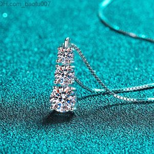 Hangertjes kettingen Smyoue 1.8CT Dames Sile Hanger Sprankelende diamanten halsketting 3 stenen Sterling zilver 925 Sieraden Luxe kwaliteit GRA Z230707