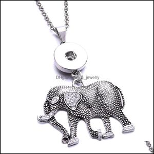 Hanger kettingen snap knop charmes sieraden witte zirkoon schildpad olifant bloem fit 18 mm snaps knopen ketting voor vrouwen NOOSA D DHP0D