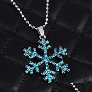 Collier en cristal de flocon de neige film 3D la reine des neiges déclaration pendentif livraison directe bijoux colliers pendentifs Dhj1D