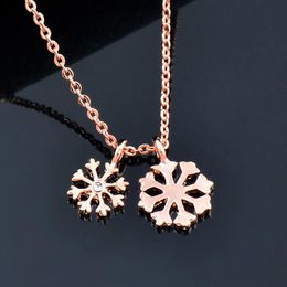 Hangende kettingen sneeuwvlok bloem hangers en roségouden zilveren kleur zirkonia ketting voor vrouwen nekketens sieraden xl031 spaarder