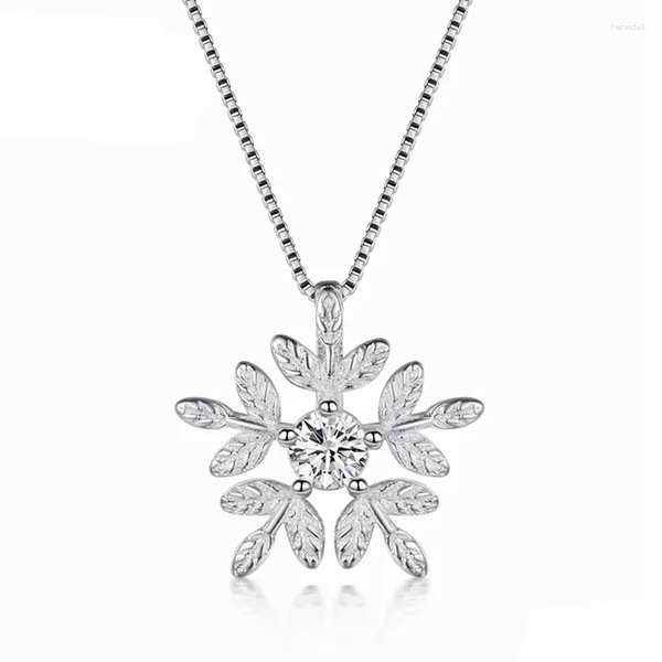 Pendentif Colliers Pendentifs Flocon De Neige Pour Femmes Argent Couleur Bijoux Brillant Cubique Zircone Collier Ras Du Cou Saint Valentin