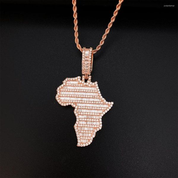 Pendentif Colliers SNQP Afrique Carte Collier Hommes Femmes Éthiopie Bijoux En Gros Zircons Hip Hop Bijoux.