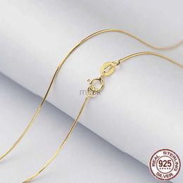 Colliers de pendentif solides 925 Collier de chaîne de serpent en argent sterling 1 mm pour femmes Mensile / or Fine Bijoux Chaîne Fit Pendentif 40/45/50/55/60/70cm 240419