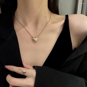 Hanger Kettingen Zuid-Korea Eenvoudige Vergulde Liefde Hart Ketting Persoonlijkheid Trend Sleutelbeen Ketting Koude Wind Ontwerp Lichte Luxe