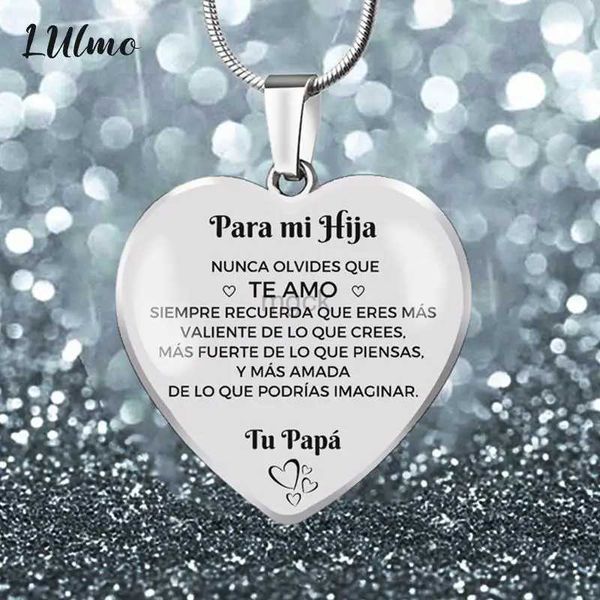 Pendentif Colliers Espagnol à Para Mi Hija et Para Mi Hijo coeur pendentif pour femmes cadeau d'anniversaire cadeaux de remise des diplômes bijoux collier porte-clés 240330