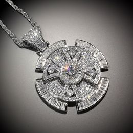 Pendentif Colliers Spinner Croix Pendentif Collier 2 Couleurs Arrivée AAA Zircon Hommes Collier De Mode Rap Hip Hop Bijoux 230810