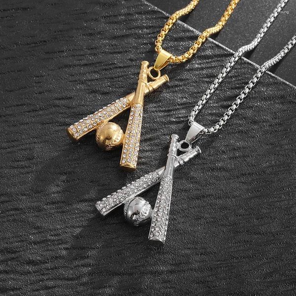 Pendentif Colliers Sports et loisirs Baseball Bat Collier Brillant Zircon Personnalité Exquis Hip-Hop Street Rock Casual Accessoires