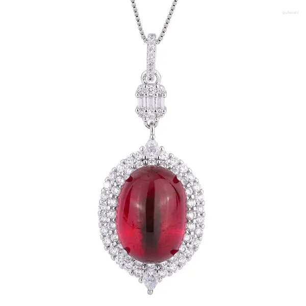 Pendentif Colliers Spring Qiaoer Charms 13 18mm Collier rubis émeraude pour femmes Vintage Gemstone Band Party Cocktail Bijoux Cadeau d'anniversaire