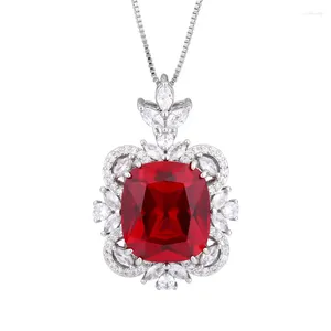 Pendentif Colliers Spring Qiaoer Trend 14 16mm Ruby Emerald Paraiba Tourmaline Aquamarine Gemstone Collier de bijoux de mariage Cadeaux