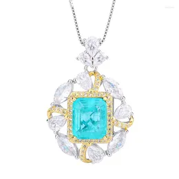 Hanger Kettingen Lente Qiaoer Vintage 10 12mm Emerald Paraiba Toermalijn Ketting Voor Vrouwen Edelsteen Partij Sieraden Geschenken Accessoires