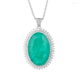 Pendentif Colliers Printemps Qiaoer Vintage 20 30mm Ovale Quartz Rose Améthyste Paraiba Tourmaline Collier pour Femmes Gemstone Jewely Cadeau