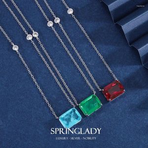 Pendentif Colliers SpringLady Tendance 12 16mm Ruby Emerald Paraiba Tourmaline Gemstone Collier Femme Vintage Mariage Fine Bijoux Cadeau