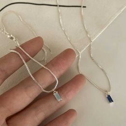 Hanger kettingen vierkante blauwe kristal hanger ketting geschikt voor vrouw