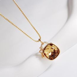 Pendentif Colliers Carré Pour Collier Femmes Avec 12 MM Cristaux De L'Autriche Tendance Géométrique Or Couleur Dames Bijoux Cadeaux