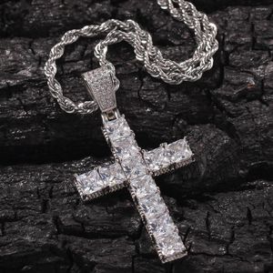 Pendentif Colliers Carré Zircon Glacé Bling Croix Pendentif Collier Mirco Pave Prong Réglage Pour Hommes Hip Hop Bijoux BP032