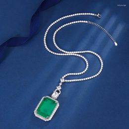 Pendentif Colliers SRJewelry Fond de cuivre Plaqué or Mode européenne et américaine Imitation Emerald Palaiba Square 20 28 Collier