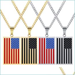 Hangende kettingen Stainelss Steel American National Flag Hang ketting Gold Ketens Tag kettingen voor vrouwen Men Hip Hop Fashion JE DHGD7