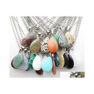 Hangende kettingen roestvrijstalen ketting water drop stone kwarts kristal agataties turquoises malachitische sieraden maken kettingaccessoires de dhwui