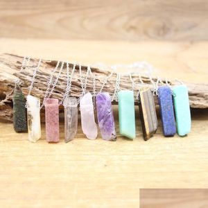 Collares pendientes Cadenas de acero inoxidable Piedra Silce Losa Colgantes Curación Cristal Reiki Natural Smoky Rose Cuarzo Citrines Gemas N Dhgarden Dh5Le