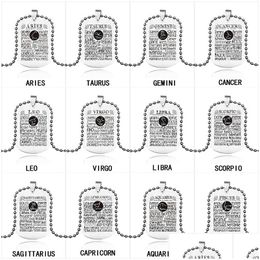 Colliers pendants en acier inoxydable 12 Collier de lettres zodiac
