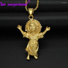 Colliers pendentifs en acier inoxydable plaqué or 18 carats collier de série religieuse hypoallergénique non décoloré longueur de la chaîne 61 cm d'épaisseur 3 mm pendentif Mor